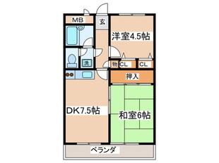 朝日プラザ西調布（４０５）の物件間取画像